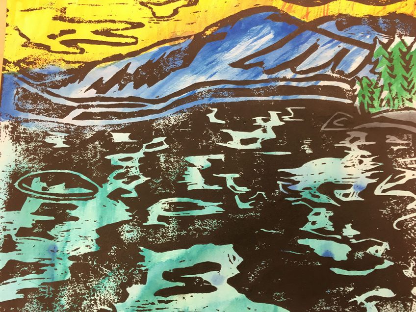 Painted art of a landscape and the horizon