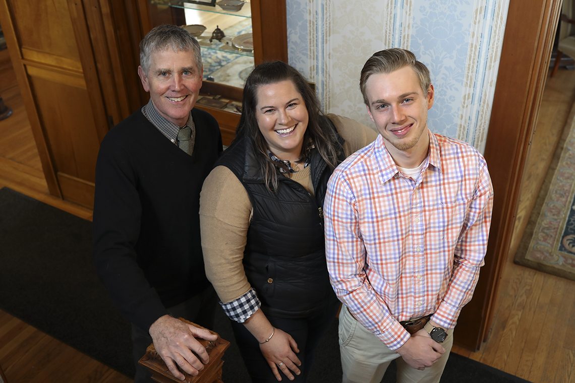 Ron Milliken, UMF director of financial aid; Sarah Hinman, program coordinator of Peer to Peer Financial Literacy and Education Program; Caleb Grover, UMF student and lead intern overseeing the UMF peer educator effort