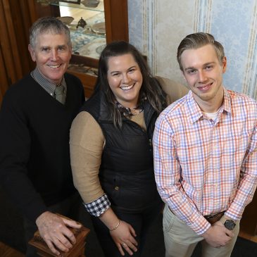 Ron Milliken, UMF director of financial aid; Sarah Hinman, program coordinator of Peer to Peer Financial Literacy and Education Program; Caleb Grover, UMF student and lead intern overseeing the UMF peer educator effort