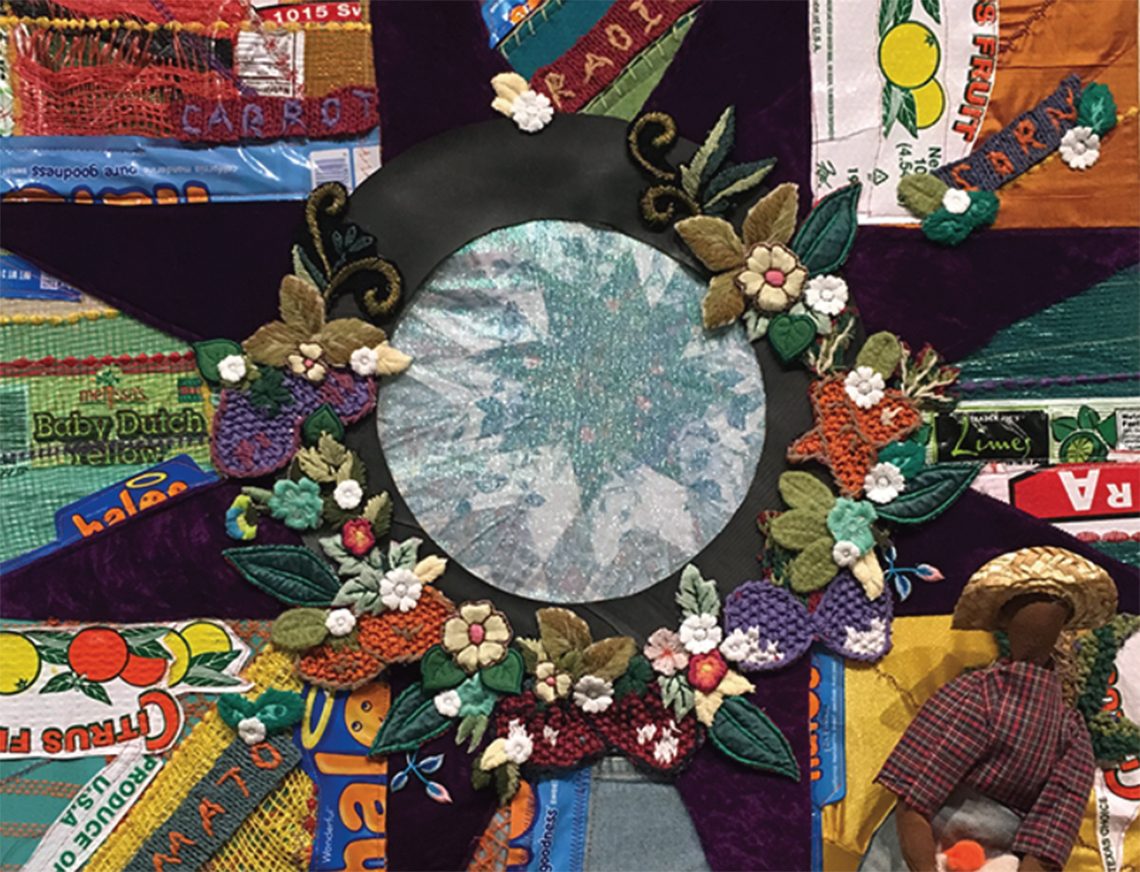 Detail from El Trabajador de la Verdura-The Veggie Picker by Leila Hernandez