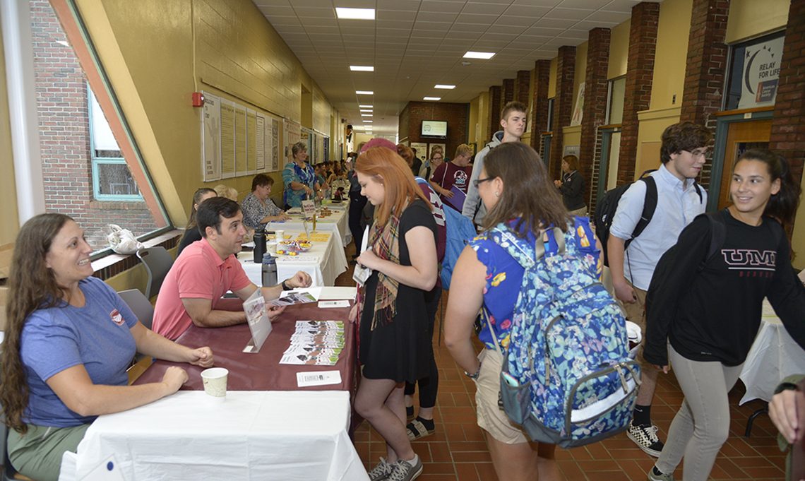 UMF students explore employment and internship opportunities during one of the university's yearly career fairs.