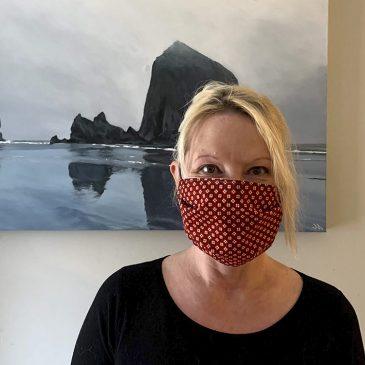 Aimee Degroat, UMF University Store manager, brought some of the masks to the Rangeley Health Center, Franklin Memorial Hospital, and mailed others to caregivers in the nursing field or relatives with compromised health situations.