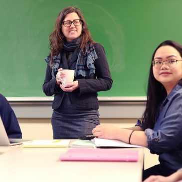Natasha Lekes, UMF associate professor of psychology, teaching in the classroom