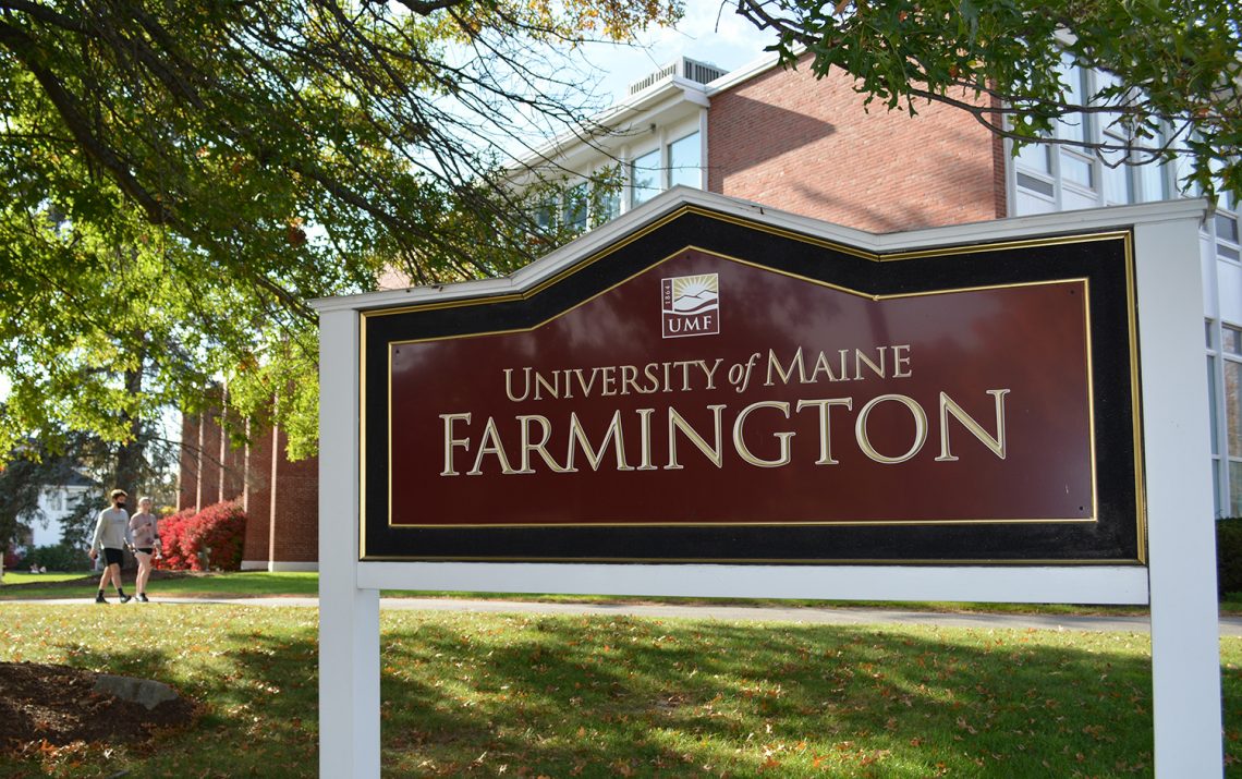 Sign on University of Maine at Farmington campus